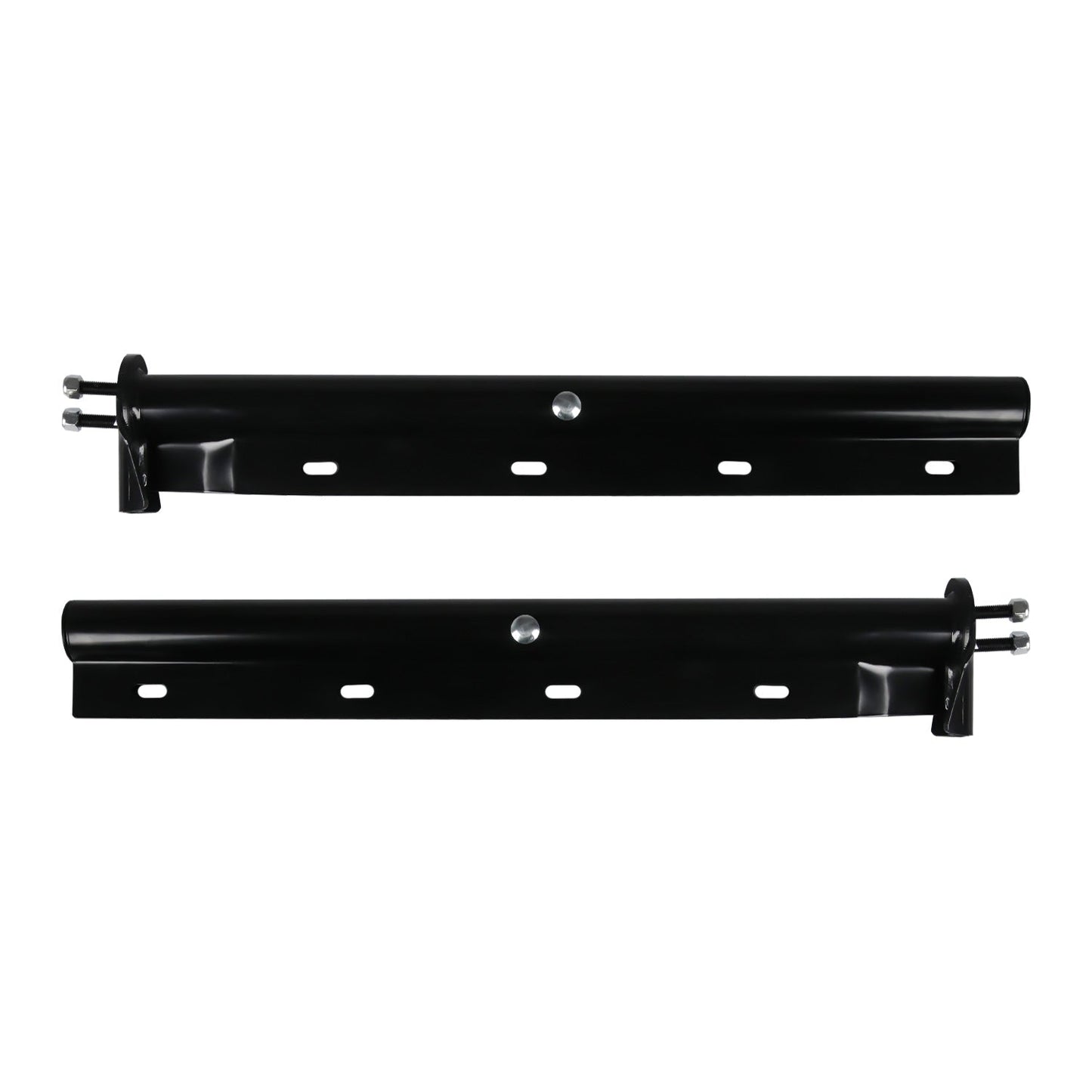 Black Straight Spring Loaded Mud Flap Hanger,Round Tube Style,1-1/8" Bolt Spacing,30" Length Right and Left Included for universal for Semi Trucks