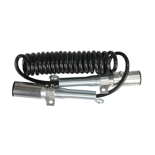 12 FT 7 Way Plug ABS Coiled Cable for Universal – Heavy-Duty Trailer Electrical Cable