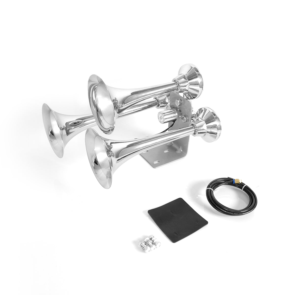 12V/24V Big Chrome Air Horns 150DB 3 Trumpet Loud Truck Horn for universal for Car Train Boat